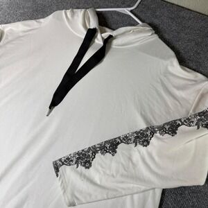 LIVI Active White Lace Sleeve Hoodie Sweatshirt Women's 18 20 Relaxed Fit